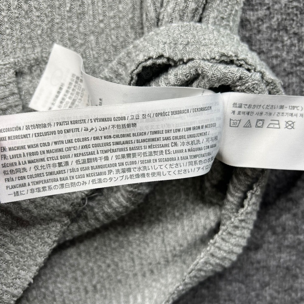 Abercrombie & Fitch Shirt Womens Medium Gray Sweater Henley Ribbed Cropped - Picture 10 of 15